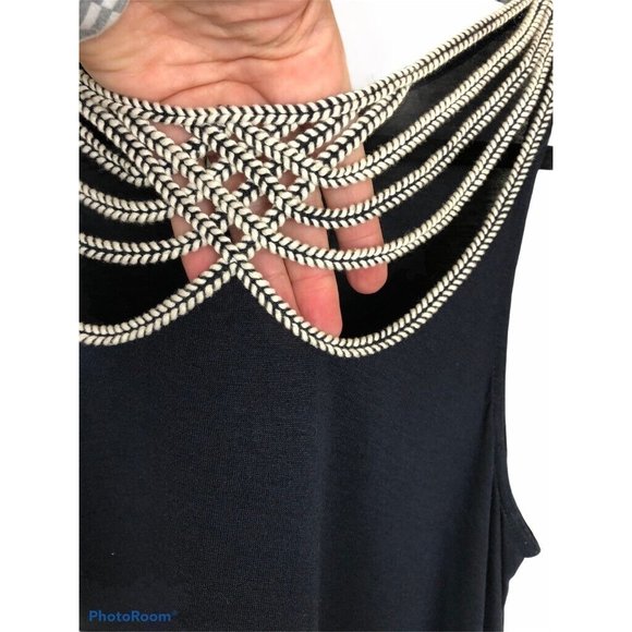 Anthropologie LeifNotes Womens Tank Top Blue Sleeveless  Braided Scallop Rope XS - Picture 3 of 9